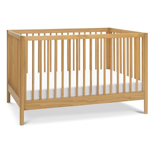 Image of Davinci Birdie 3-in-1 Convertible Baby Crib - GREENGUARD Gold Certified Crib - Convertible Crib to Toddler Bed and Daybed - Baby Bed w/ 4 Adjustable Heights - Easy to Assemble Wooden Crib - Honey