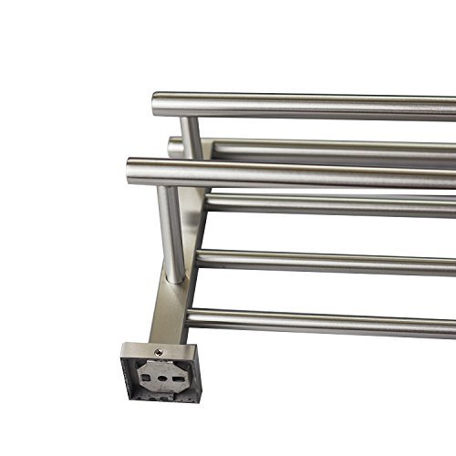 Premium Modern Double Hanging Quadruple Towel Bar Rack W/Square Base (24 Inches)- Brushed Finish, Stainless Steel, Water And Rust Proof, Top Of The Line Rack And Shelf #TOP3