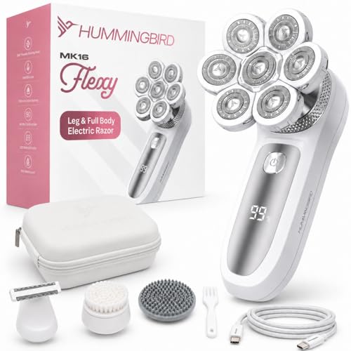 Image of HUMMINGBIRD Flexy Electric Razors for Women - Cordless Rechargeable Waterproof Electric Leg Shaver for Silky Smooth Legs, Hair Removal Kit