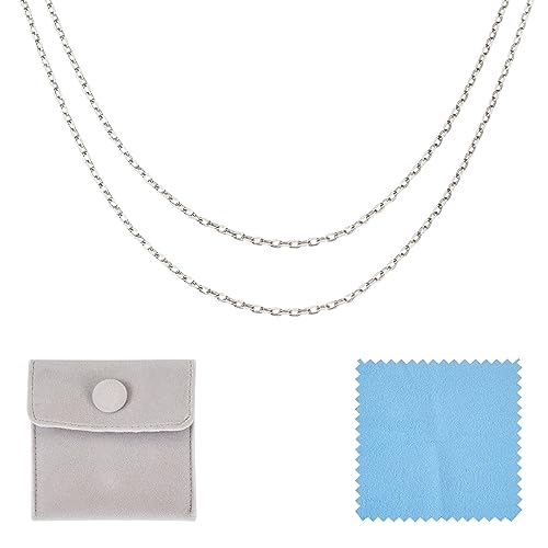 Craftdady 1M 925 Sterling Silver Cable Chains 1mm Bracelet Necklace Jewelry Chains Soldered Silver Chains for Permanent Jewelry Making