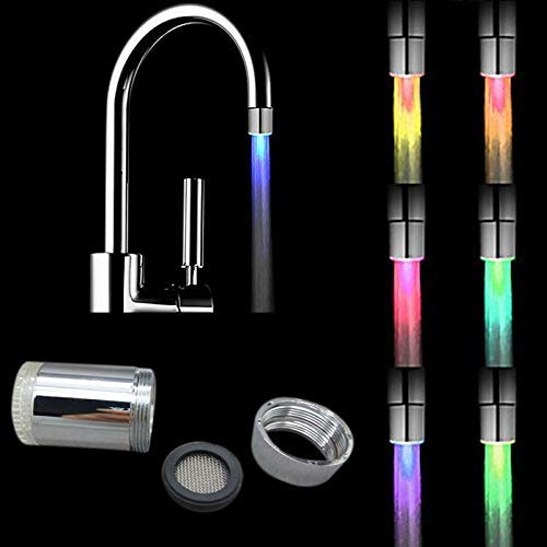 2 pack Faucet de agua LED colorido,7 colores cambiantes Grifo del grifo de la corriente del agua para la cocina y los cuartos de baño.