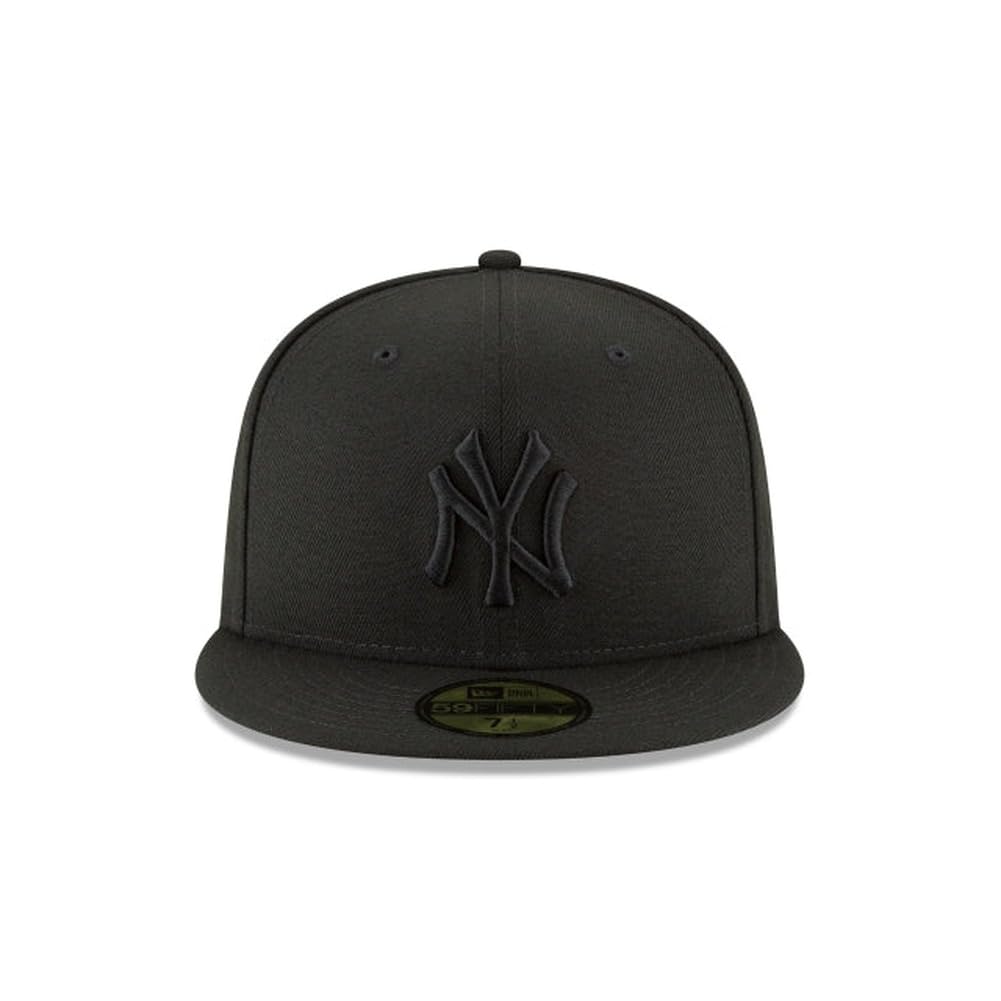 New Era MLB 59FIFTY New York Yankees Baseballkappe, Schwarz auf Schwarz, authentische Kollektion, angepasste Baseballkappe