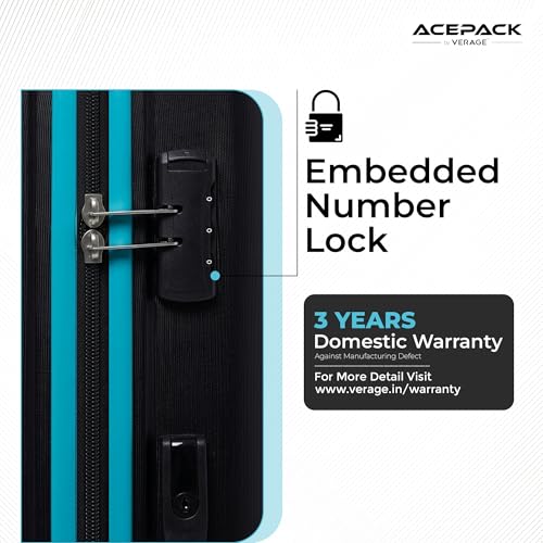Image of ACEPACK Megatron Set of 2 (S+M) Cabin & Medium Size Hard-Sided Polypropylene Luggage - Lightweight Suitcases with Anti-Theft Zipper & Number Lock (Black + Teal)