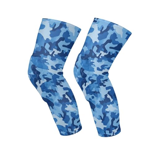 JUNZAN Camo Blue Basketball Knee Pads for Youth Kids Wrestling Knee Pads with Sleeves Sport Kneepads for Volleyball Football