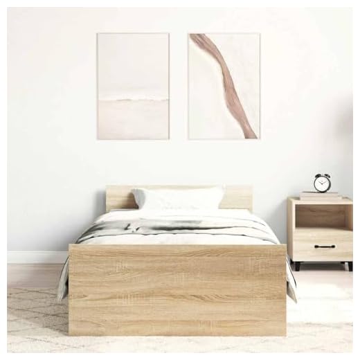 vidaXL Cadre de Lit, Lit Simple avec Sommier à Lattes, Lit Adulte, Meuble de Chambre à Coucher, Moderne, Chêne Sonoma 90x190 cm Bois d'Ingénierie