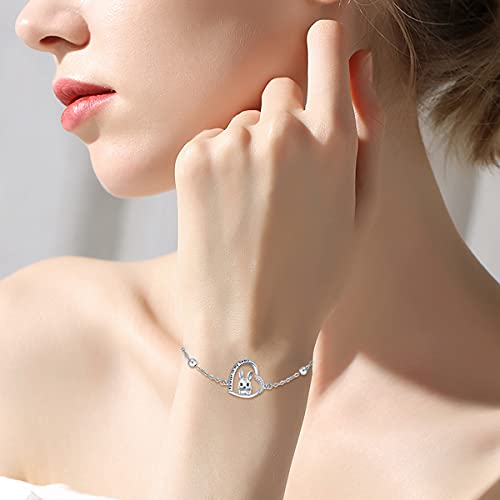 Lonago Sterling Silver Rabbit Bracelet Animal Bunny Heart Charm Bracelet For Women Girl #TOP3
