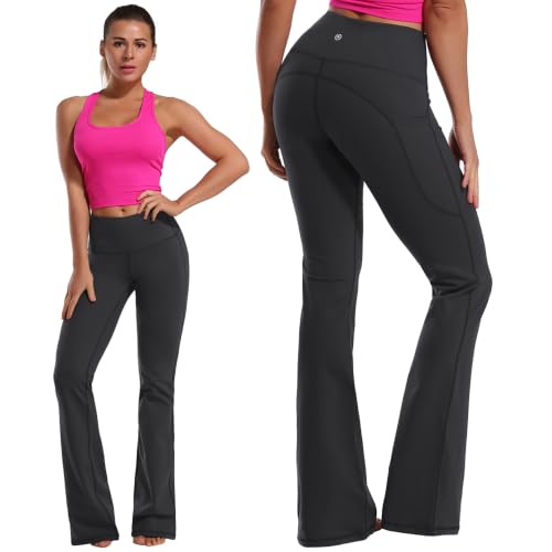 Image of BUBBLELIME Women Out Pockets High Waist Bootlegs Tummy Control Yoga Flared