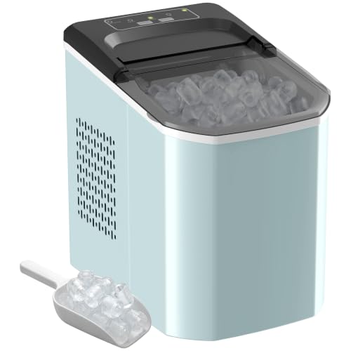 HOMCOM Máquina de Hielo Autolimpiable 12 kg/24H 9 Cubitos 1,5L Azul