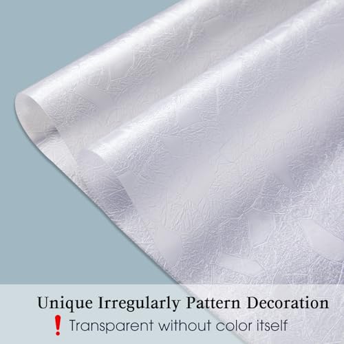 Coavas Stained Glass Window Privacy Film 3D Rainbow Decorative Heat Control UV Blocking Non-Adhesive Removable Vinyl Film Window Tint for Bathroom Door Covering, Pure, 23.6 x 157.5 inch