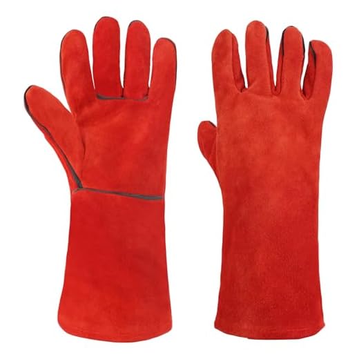 AUAUY Long Leather Welding and BBQ Gloves