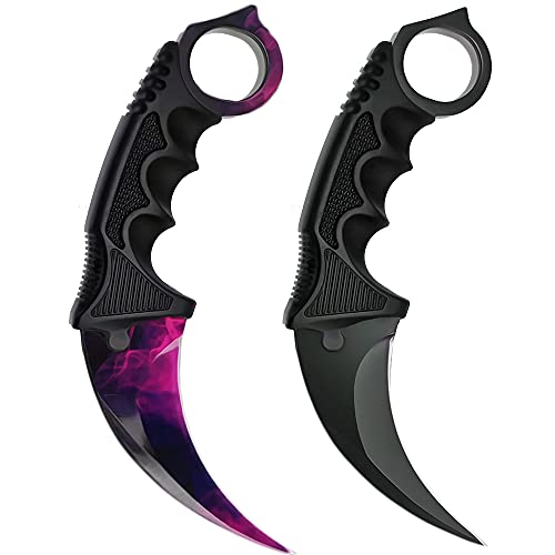 ZLIXING Karambit Knife 2 Pieces Fixed Blade Tactical Knives Survival Knife with Sheath Men Gifts Cool Stuff Gadgets for Hiking Fishing Hunting