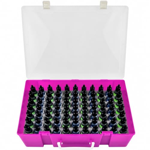 Image of Alcohol Ink Storage Case and Paint Carrying Organizer, Miniature Holder Fits 77pcs Bottles of Alcohols Inks, Paints Set and Dynamic Tattoo Ink with Foam Insert, Travel Container(Box Only) (Purple)