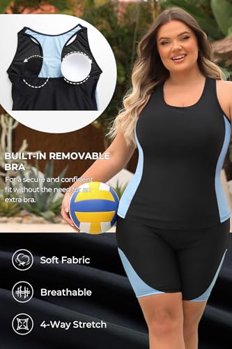 Image of Daci Women Plus Size Swimwear Athletic One Piece Swimsuits Boyleg Bathing Suit