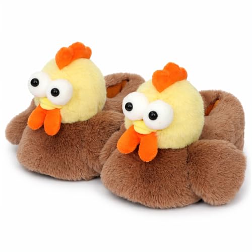 Aopuro Women Chicken Animal Slippers Cute Plush Salamander House Shoes Warm Novelty Cartoon Slippers Gifts for Birthday Christmas