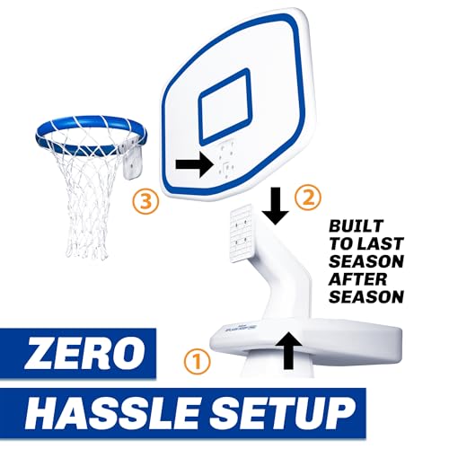 GoSports Splash Hoop Swimming Pool Basketball Game, Includes Poolside Water Basketball Hoop, 2 Balls and Pump – Choose Your Style