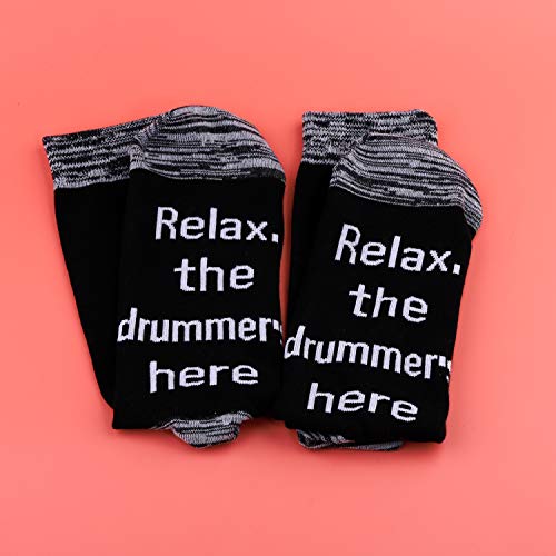 LEVLO Inspirational Drummer Gift Men Socks Relax the Drummer's Here Socks for Drum Lover Musician Festivals Gifts4