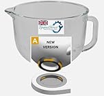 SPARES-Direct-Oldham Glass Mixing Bowl Compatible with Kenwood KMX75 KMX750 KMX754 KMX760 KMX761 Series Food Processors (5L, 4-Lug)
