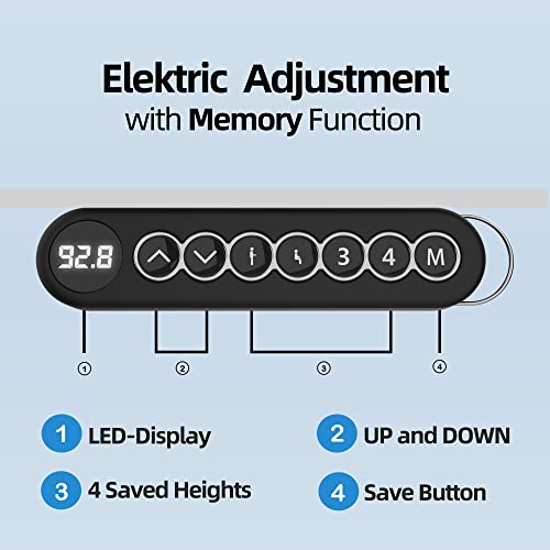 ALLDREI Marco Soporte de Mesa Regulable Altura para Escritorios, Regulación Eléctrica Continua de la Altura, con 4 Posiciones de Memoria, 2 Motores, Ajuste Telescópico 2 Posiciones(Negro)