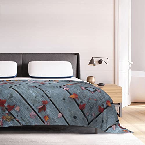 Couverture de canapé feuilles d'automne jeté de lit imprimé en bois double couche doux - 8