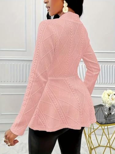 Women's 2024 Fall Textured Blazer One Button Open Front Cropped Cardigan Elegant Fitted Fashion Casual Work Jacket Suit4