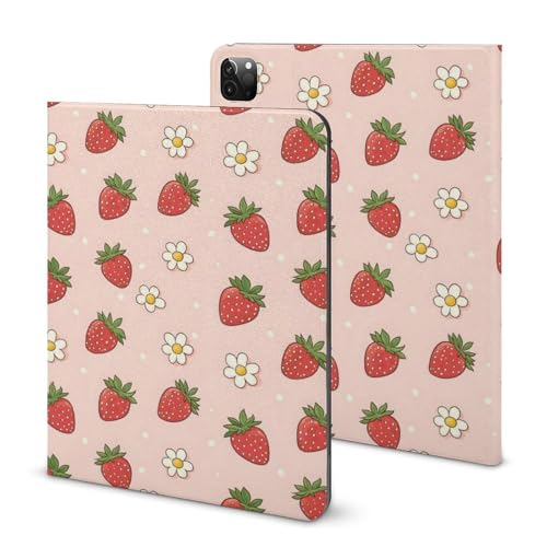 Coque iPad Pro 11 marguerites et fraises avec porte-crayon pour modèles 2018-2022