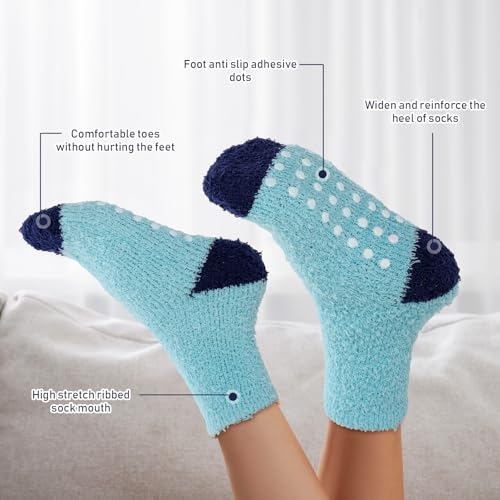 Foaincore 40 Pairs Fuzzy Non Slip Socks for Women Winter Warm Soft Fluffy Plush Fuzzy Socks for Women with Grips in Winter3