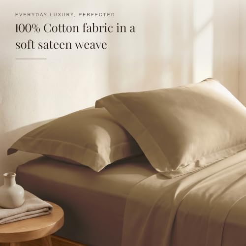 Image of Huesland Premium 100% Cotton Luxe Soft Touch 300 Thead Count Pillow Cover Set of 2 - Sand Dune