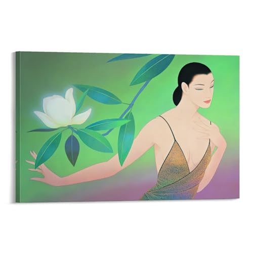 鶴田一郎《泰山木》アートポスター ホーム装飾 パネル 壁アート 現代壁掛け 絵画 版画 芸術作品 インテリア16x24inch(40x60cm)