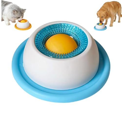 Hundelickspielzeug, Lick Bowl Für Hunde, Nassfutter Lick Pad Mit Antirutschmatte, Schleckball Hund Leckt Futternapf mit Integrierter Drehkugel für Gelangweilte Welpen Katzen Futterausgabe (Hunde-A)