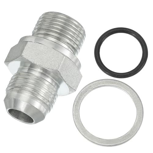 Image of PATIKIL Hex Reducing Nipple Connectors Pipe Adapter 7 /8 inch Male 37 Flare JIC x 5 /8 inch g Male, Pipe Fitting Reducer Nipple Adapter Plated Steel Hydraulic Fitting