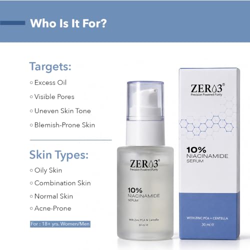 Image of ZER03 Face Serum for Men & Women | Lightweight Hydrating Serum for Skin Balance | Supports Clear Looking Skin, Oil Control Feel & Smooth Texture Appearance | Fast Absorbing Serum Care | 30ml