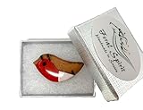 Robin brooch pin badge Birch wood resin upcycled wood apparel accessory in Gift Box