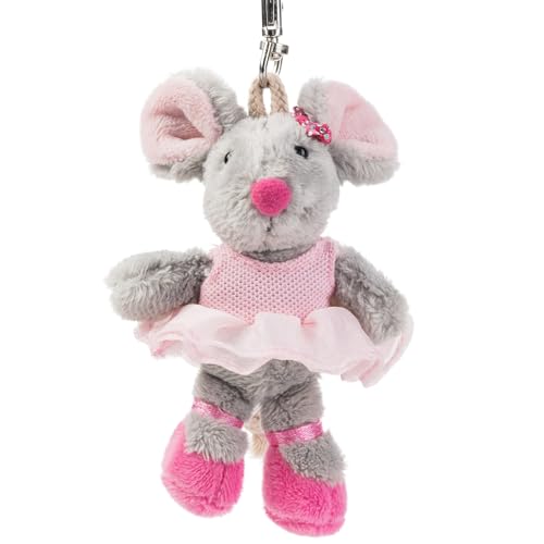 Plüsch-Anhänger „Ballett-Maus“ – Schaffer 0242 - ca. 11 cm - Niedlicher Schlüsselanhänger & Taschenanhänger mit Karabiner - Weich & hochwertig - Geschenkidee für Kinder & Erwachsene - grau-rosa