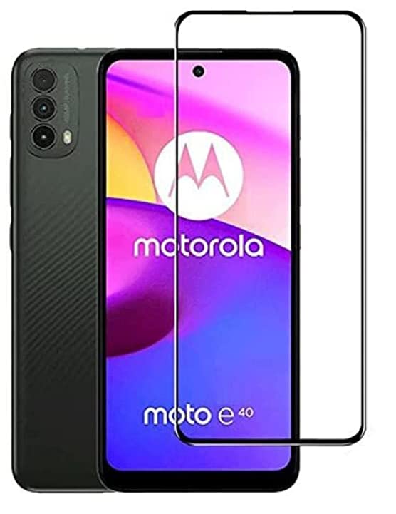 Image of VZZR?'s D+ / 11D Tempered Glass for Motorola E40 - Edge to Edge, 9H, 2.5D, 0.3mm, Full Glue, Full HD, Cover /Case Friendly Anti Scratch Screen Protector Guard with Easy Installation Kit