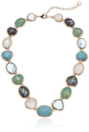 Anne Klein Women's 16 Inch Stone Collar Gold Choker Necklace, Turquoise