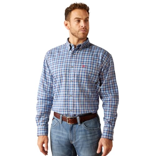 Image of ARIAT Men's Fire Resistant Sierra Work Shirt, Glacier Blue, 3X-Large Tall