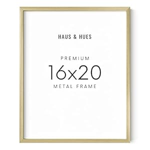 HAUS AND HUES 16×20 Gold Picture Frame – Picture Frame Metallic 16×20 Poster Frames for Wall, 16×20 Gold Poster Frames, 16×20 Picture Frames For Wall (Gold Aluminum Frame)
