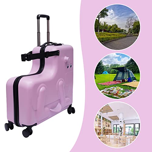 24in Children's Ride On Trolley, Portable Universal Wheel Carry On Luggage ABS+PC, Waterproof Unisex Boys Girls Travel Suitcase With Lock for Travel, Business Trips to Load Clothes, Pink3