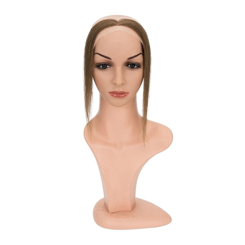 Topper for capelli da donna, in capelli umani, lunghezza 10 pollici, con attaccatura dei capelli naturale, for la perdita dei capelli, con gancio a mano, nodo singolo, invisibile(Medium Brown)