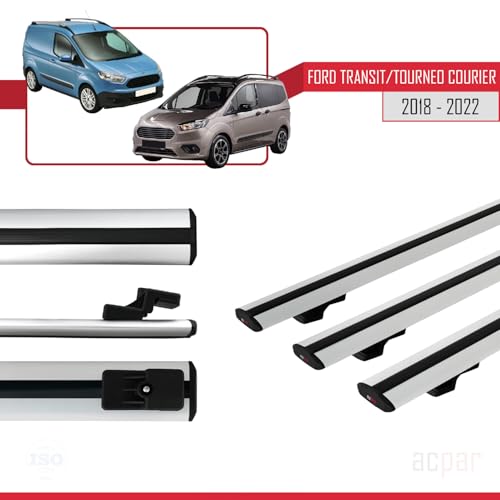 Barres de toit pour Ford Transit Courier 2018-2022 modèle basic gris aluminium