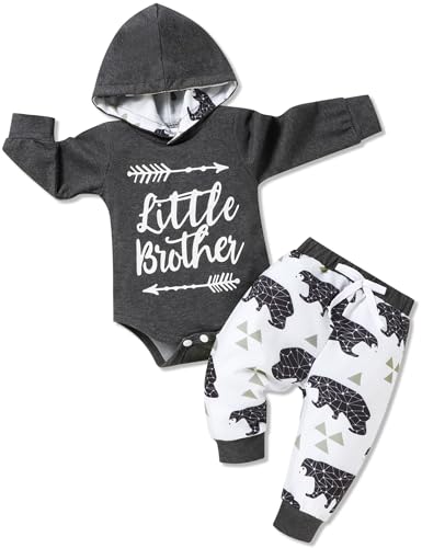 Image of Gaupafmb Baby Boy Clothes Letter Print Long Sleeve Hoodies Romper Cute Animal Pants 2PCS Newborn Boy Outfits