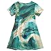 ALAZA Little Girl Dresses Short Sleeve Toddler Girls Dress Clothes Marble Green Gold 1 Fashion 2T