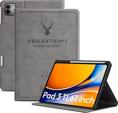 Image of Robustrion Cover for Realme Pad 3 11.61 inch Cover Case with Pencil Holder, Deer Flip Cover Case for Realme Pad 3 Tablet Cover [Auto Sleep Wake Support] - Grey