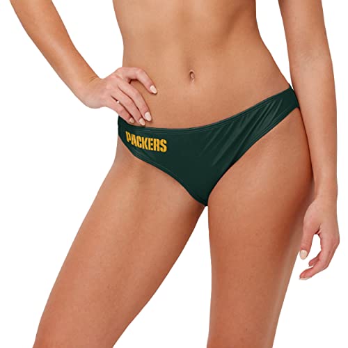 FOCO Green Bay Packers NFL Womens Solid Wordmark Bikini Bottom - L