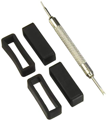 Ritche 4 Pieces Size 22mm Black Rubber Replacement Watch Band Strap Loops