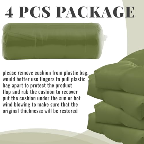 Image of Geelin 4 Pcs Outdoor Patio Chair Cushion Thick High Back Adirondack Chair Cushion Tufted Weather & Fade Resistant Anti-Slip Outside Rocking Chairs Pads with Ties 44 x 19 x 4 Inch (Moss Green)