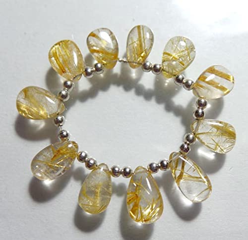 Quartz rutile doré perles poires sans défaut pour enfilage facile