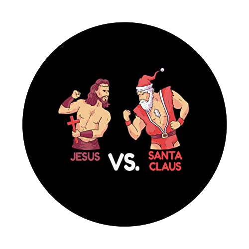 Jesus Vs. Santa Claus Christmas PopSockets Swappable PopGrip, Black - Image 3