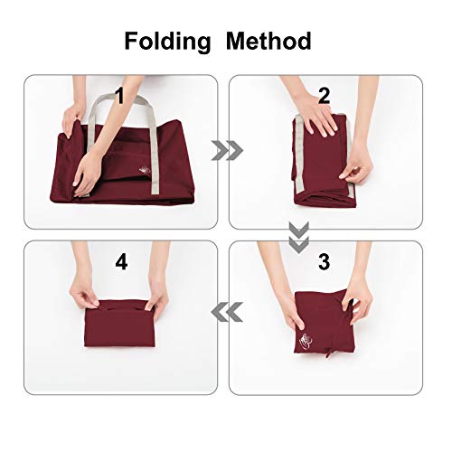 FUNFEL Foldable Travel Duffel Bag Tote Carry on Luggage Sports Water Resistant Nylon (Ⅲ-Wine Red)