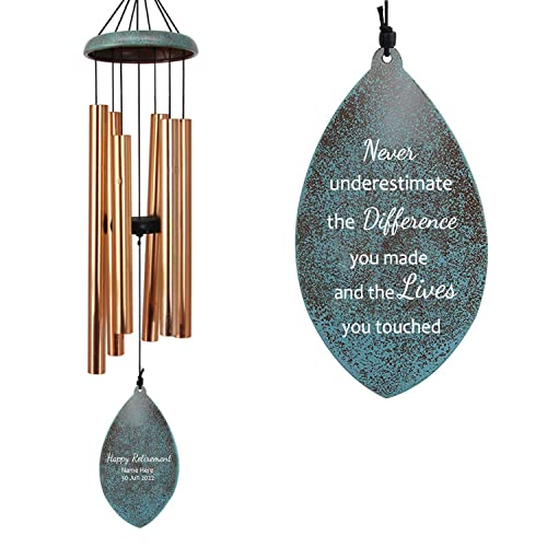 Image of ASTARIN Personalized Happy Retirement Gift, Custom Name Retirement Wind Chimes for Women Men, 35 inch Large Deep Tone Wind Chime Retire Gifts for Teacher Co-Workers Boss